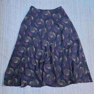 Vintage Jones New York Silk Circle Maxi Black Skirt Sz 12 Dotted Floral 90s Y2K